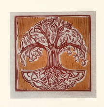 Load image into Gallery viewer, Tree of Life printed with cooper on recycled linen
