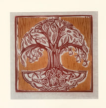 Load image into Gallery viewer, Tree of Life printed with cooper on recycled linen